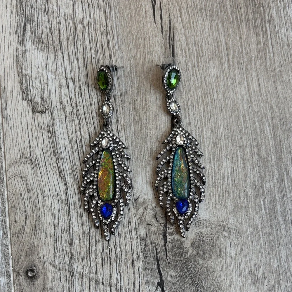 3/$15! Elegant Silver Crystal Blue Drop Earrings